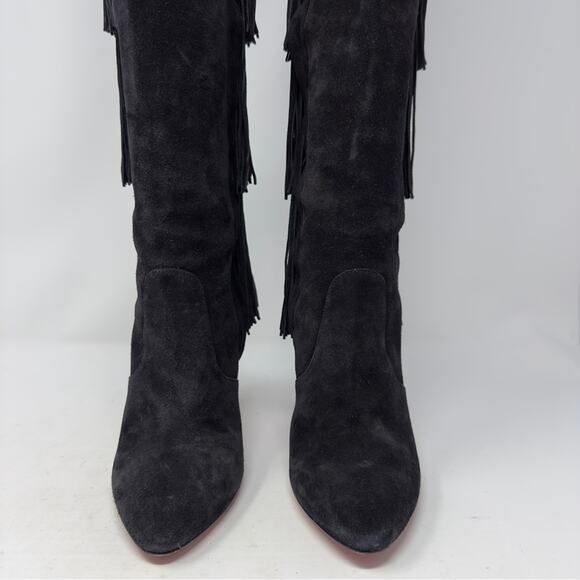 Christian Louboutin Boot Lionne Knee High Suede Fringe Boots EU 37 - Picture 6 of 13